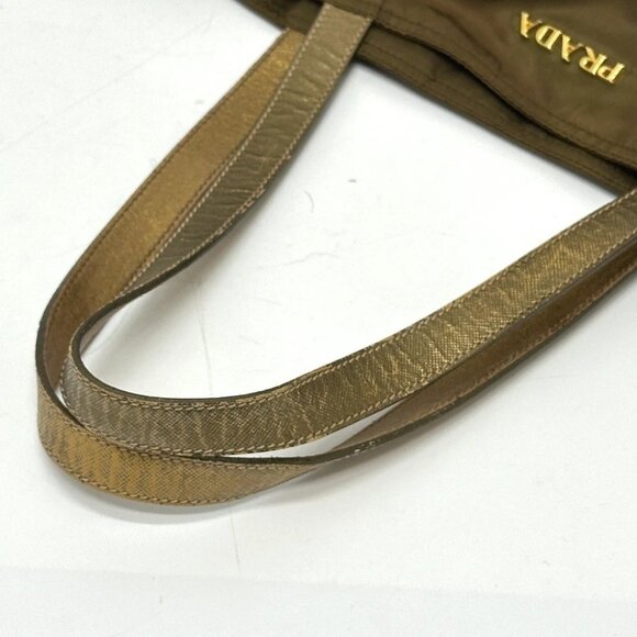 PRADA Bear Stone Tote bag Nylon / Leather BrownBased/GoldHardware - Picture 5 of 16